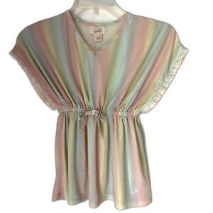 Peek Child's Size 4/5 Pastel Iridescent Rainbow Gold Fringe Swimsuit Cover Up